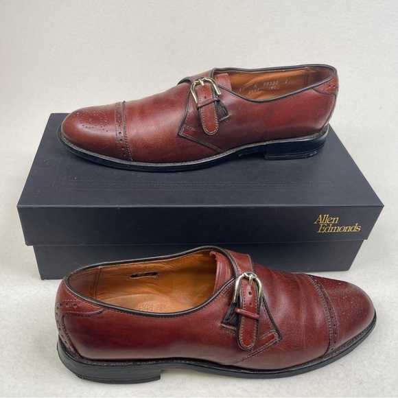 Allen Edmonds Hillsboro Shoes Mens 11 Leather Monk Strap Brogue - Picture 1 of 12